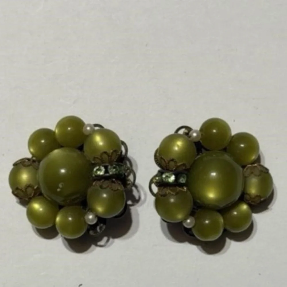 Antique Clip On Earrings, Over 1 inch in height